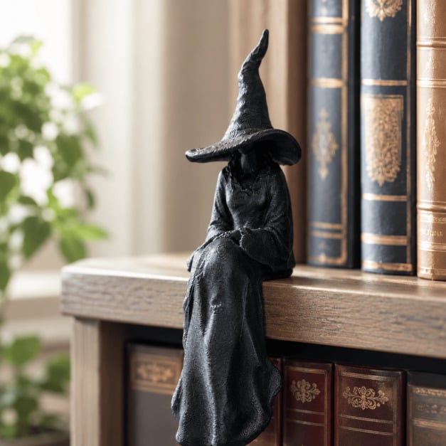 🔥Last Day 50% OFF - 🧙‍♀️🖤Mysterious Perched Bookshelf Figurine
