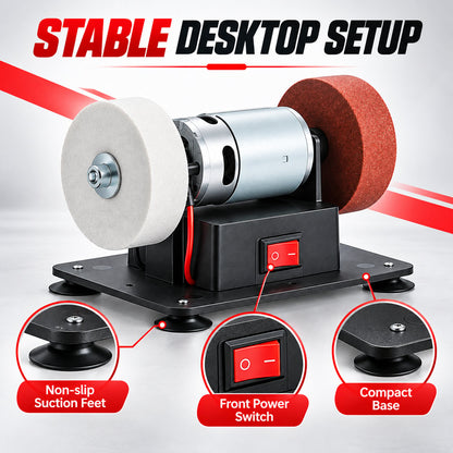 ⚙️ Compact 100W Bench Grinder with Adjustable Speed and Twin Wheels for Sharpening, Smoothing Edges and DIY Workshop Projects