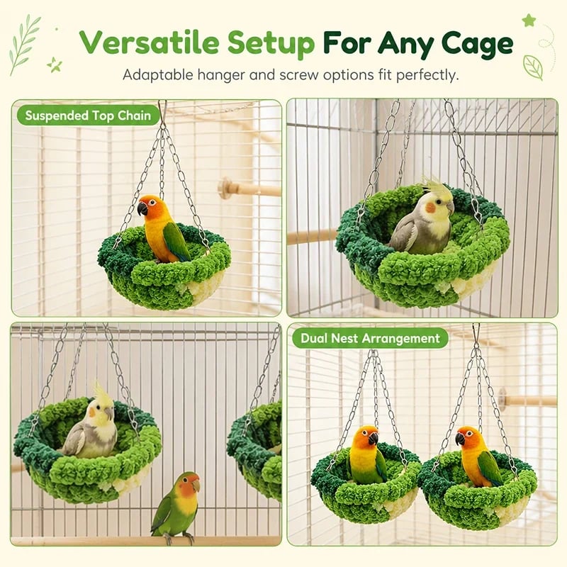 🧶 Warm Winter Bird Hanging Hammock – Cozy, Soft, Cage Decor ✨