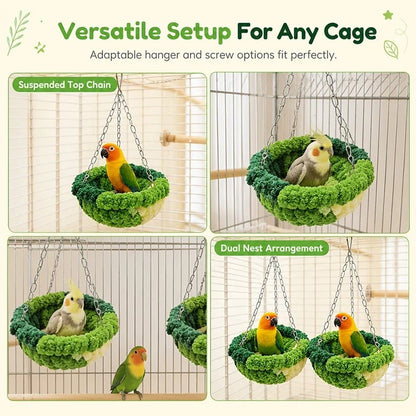 🧶 Warm Winter Bird Hanging Hammock – Cozy, Soft, Cage Decor ✨