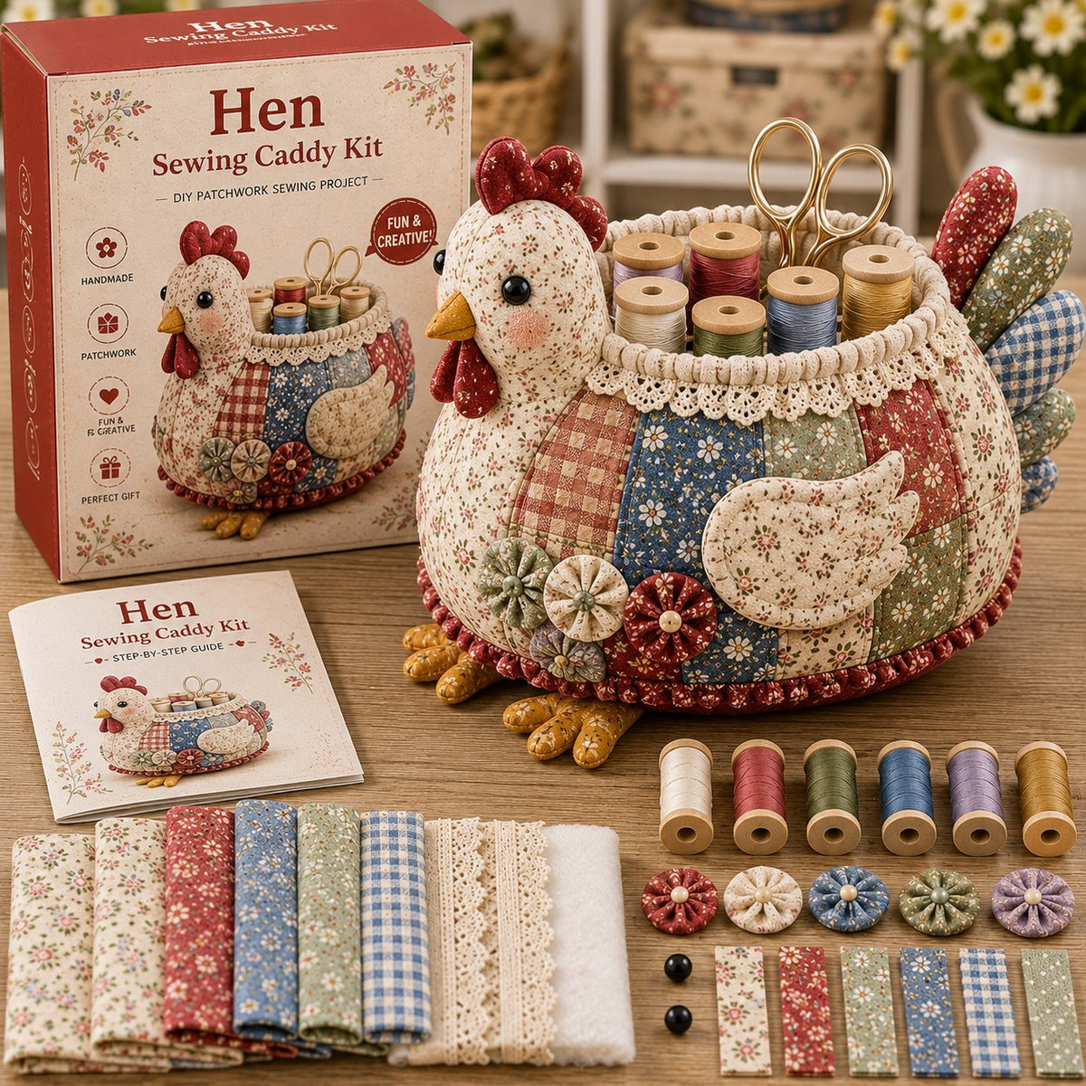 🧵 DIY Patchwork Animal Sewing Caddy Kit