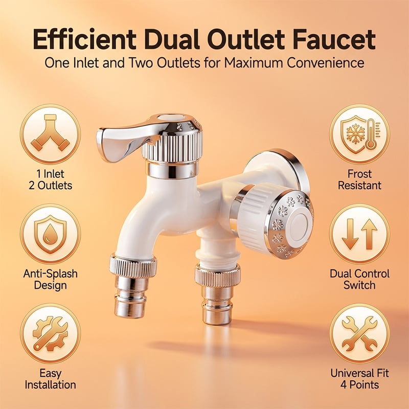 Dual Outlet Washing Machine Faucet