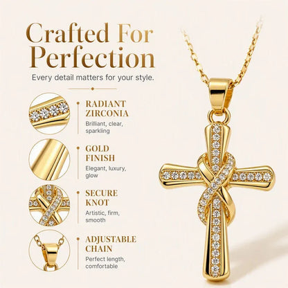 💫 LIMITED TIME 49% OFF! Women's Sparkling Twisted Knot Cross Pendant Necklace – Elegant Faith-Inspired Design with Brilliant Shine ✨