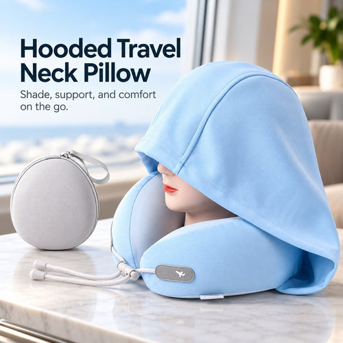 ✈️😴 Hooded Travel Neck Pillow – Cozy Privacy & Support On the Go