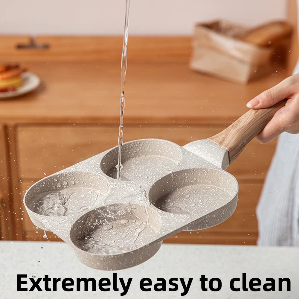🔥Multifunctional 4 Holes Skillet With Handle Wooden Handle🍳
