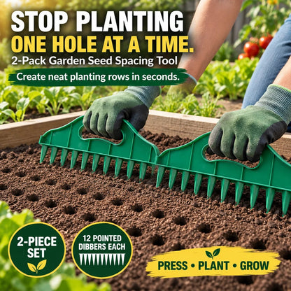 🌱 Plant Perfect Rows Faster – 2-Piece Seed Sowing Spacer & Soil Furrow Guide