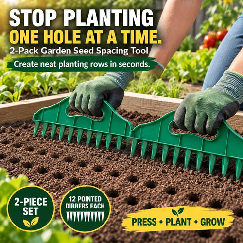 🌱 Plant Perfect Rows Faster – 2-Piece Seed Sowing Spacer & Soil Furrow Guide