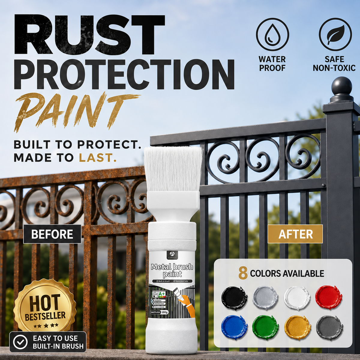 ✨New Arrival✨🖌️🏠Water-Based Metallic Silver Paint with Built-in Brush💥👍