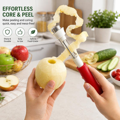 🍎🔪 2-in-1 Apple Corer & Peeler – Faster Fruit Prep with One Stainless Steel Tool