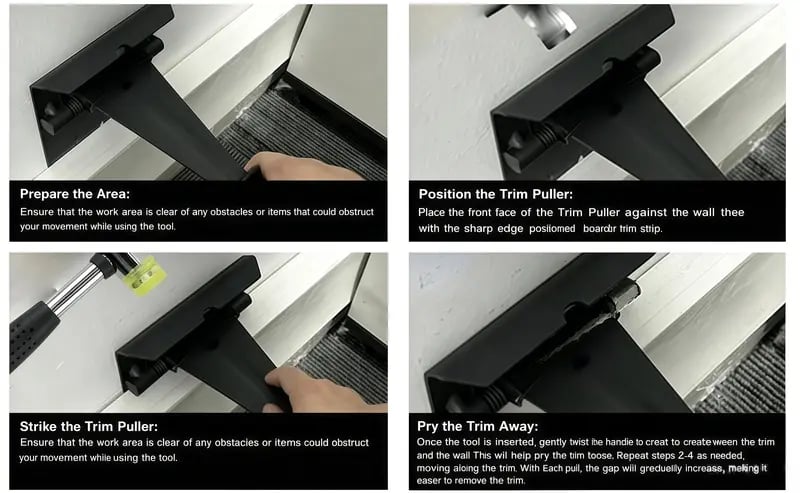💯🛠️ Heavy Duty Trim Puller Tool, Baseboard & Molding Removal Pry Bar