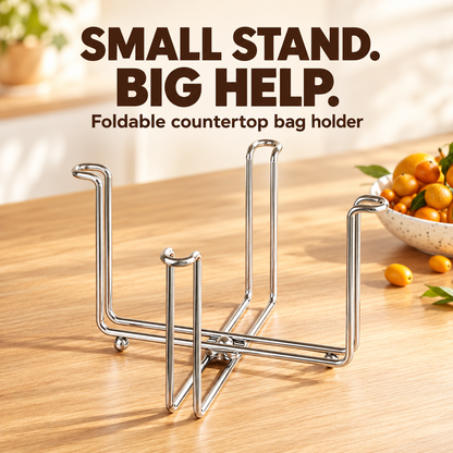 🍽️✨ 2-in-1 Foldable Kitchen Stand – Hold Bags, Dry Cups, Save Space
