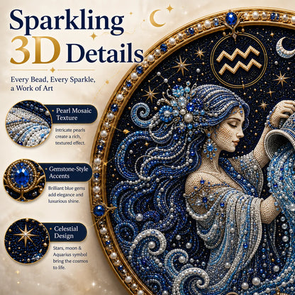 🔥49% OFF – ✨ Premium 3D Pearl 12 Zodiac Signs Art Kit | Luxury Flocked Canvas with Scratch-Resistant Non-Fading Pearl Beads DIY Handmade Astrology Decor ♈🌙💎