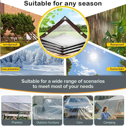 💧 7×10FT Clear Waterproof Tarp – Transparent Outdoor Protective Cover