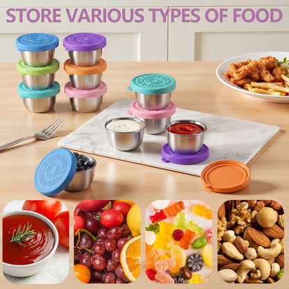 12-Piece Mini Condiment Cup Set 🥫 1.6 oz Leakproof Sauce Containers with Secure Lids for Lunches, Dips & Dressings