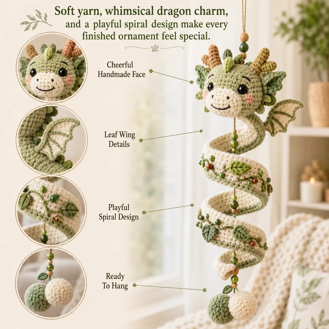 🐉 Beginner-Friendly DIY Enchanted Dragon Spiral Hanger Kit | Complete Set with All Supplies & Step-by-Step Instructions ❤️