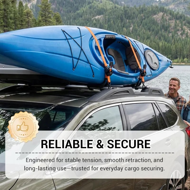 🚙 Retractable Cargo Tie-Down Straps – 2.5cm × 3m Orange
