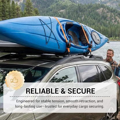🚙 Retractable Cargo Tie-Down Straps – 2.5cm × 3m Orange
