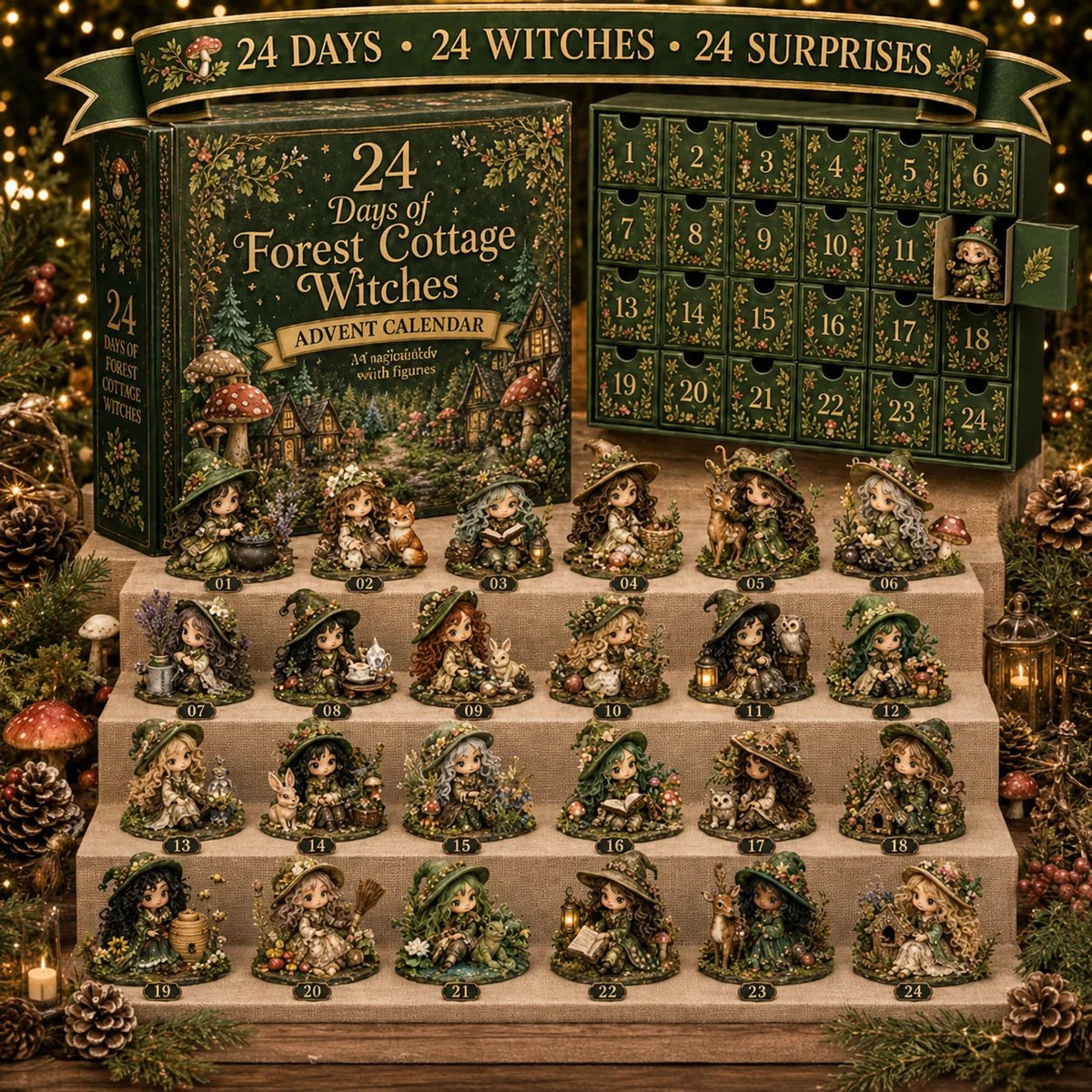 🧙‍♀️24 Days Of Witchy Surprises Advent Calendar | 24 Unique Collectible Witches with Magical Themes, Mini Figures & Fantasy Display Collection ✨