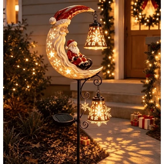 🎅Christmas Early Discount 49% Off 🌙Santa’s Moonlight Lantern Solar Garden Stake⛄