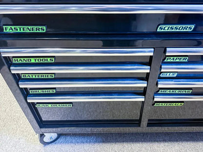 Personalized Magnetic Tool Chest Labels 🧰 12-Piece Black 3D Organizer Set