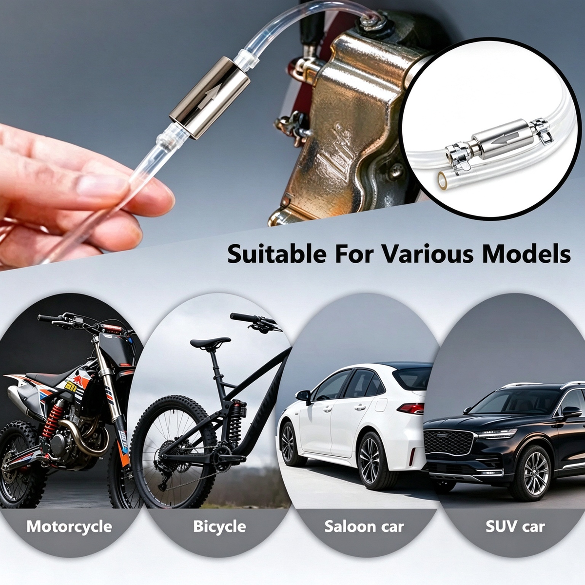 Car & Motorcycle Brake Bleeder Kit 🔧 – Aluminum Alloy Hose Tool Set