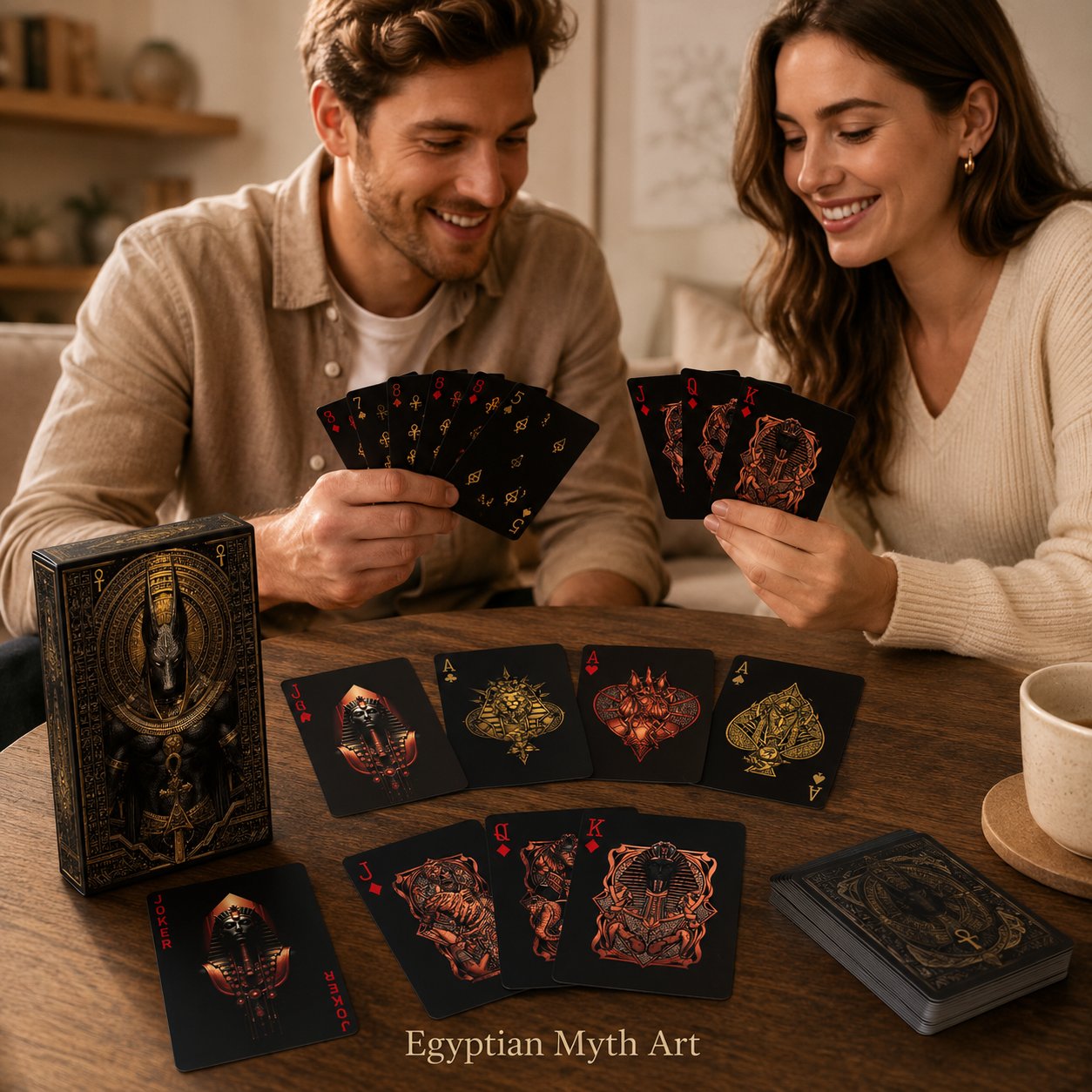 🃏 Black‑Gold Egyptian Themed Playing Cards