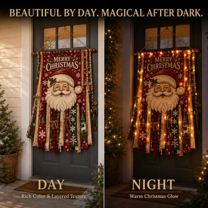 ⏳ Last Day 49% OFF – 🎄Oversized Lighted Christmas Door Hanging Decor Collection | 27 × 50 in Layered Fabric Design with Warm Lights & 5 Festive Character Styles ✨