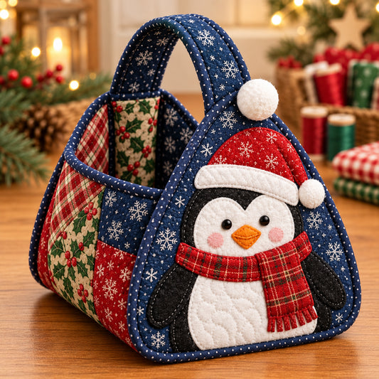 🔥 🪡DIY Christmas Patchwork Basket Sewing Kit – Festive Quilted Holiday Storage Organizer