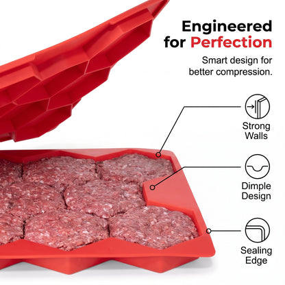 8-Cavity Burger Prep Tray 🍔 – Silicone Patty Maker for Shaping, Storing & Freezing