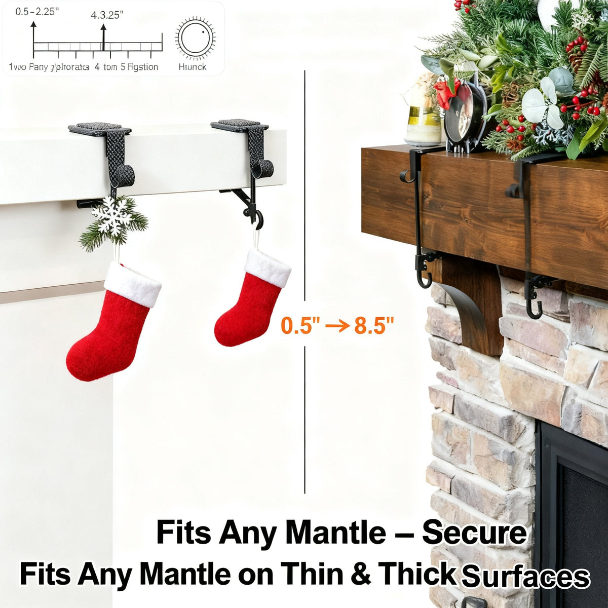 🎄 Christmas Mantel Hangers – Stocking & Garland Display Hooks