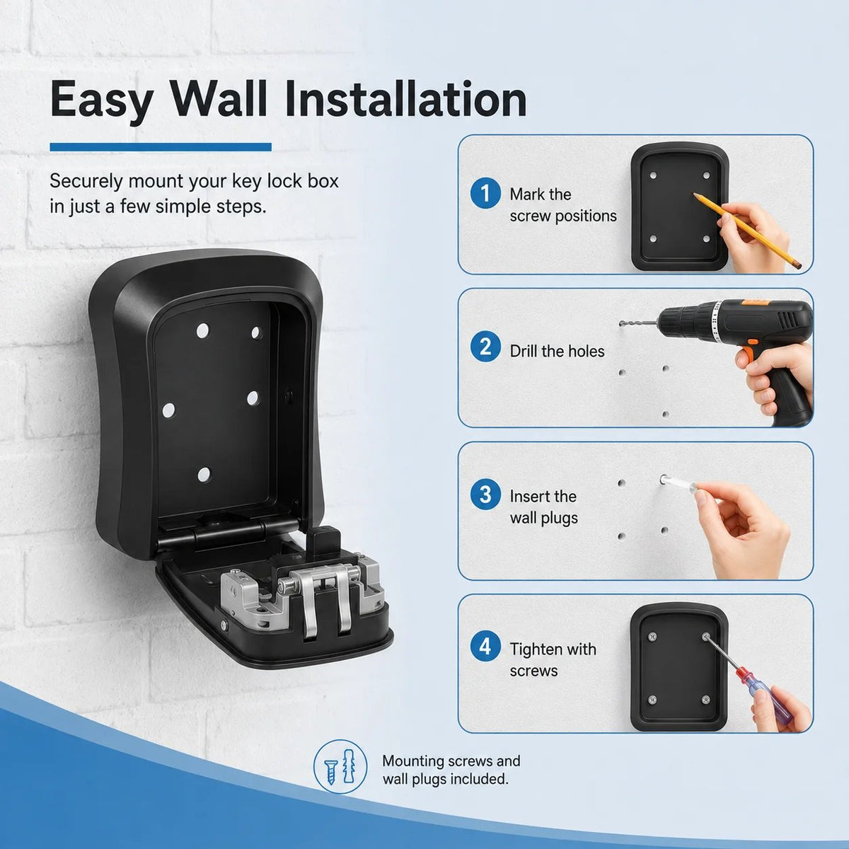 4-Digit Wall-Mounted Key Lock Box 🔐 – Secure Spare Key Storage