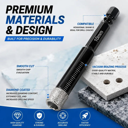 💎 6-Piece Diamond Drill Bit Set – For Tile, Glass & Stone