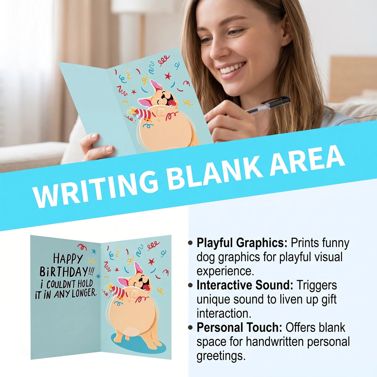🐶Funny Farting Dog Birthday Card ✨Humorous Greeting Card for Gift Giving