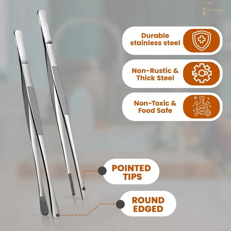 2-Piece Precision Culinary Tweezer Set – Non-Slip Grip for Cooking & Plating 🍳