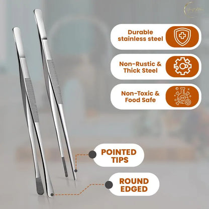 2-Piece Precision Culinary Tweezer Set – Non-Slip Grip for Cooking & Plating 🍳