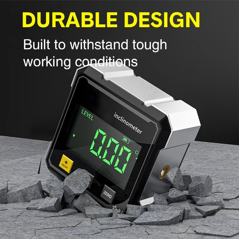 🔧📐 Magnetic Digital Angle Finder with Laser Level, 4-Sided Base for Accurate Carpentry & Construction Measurements ✨