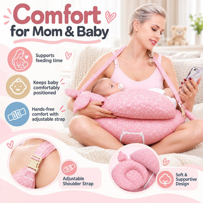 Adjustable Nursing Support Pillow 🍼 – Feeding Cushion with Strap