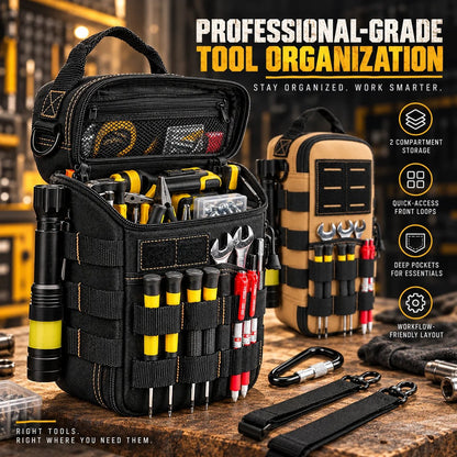 🛠️ Jobsite-Ready Waterproof Tool Carryall – Rugged Oxford Organizer with Multiple Pockets and Padded Shoulder Strap, Black