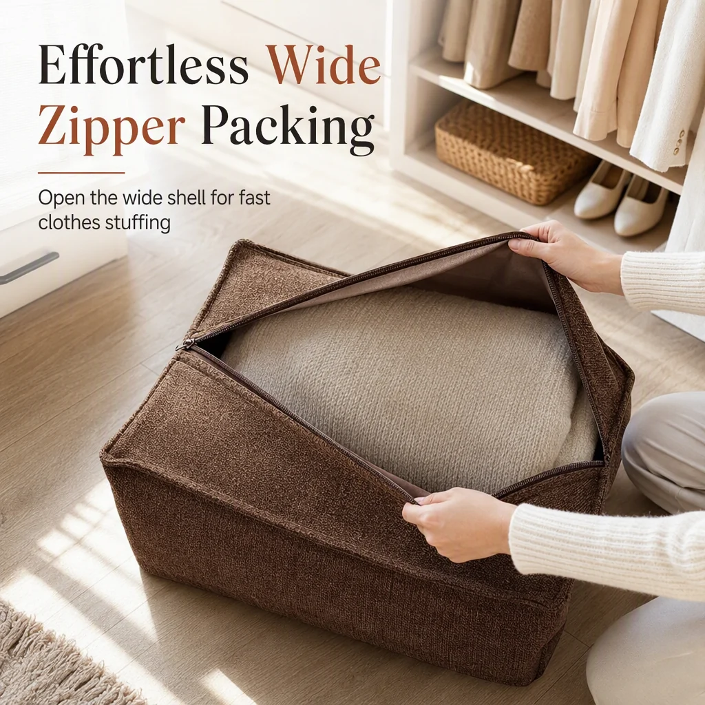 🧺 Stuffable Storage Pouf Cover – Turn Spare Clothes Into a Cozy Ottoman
