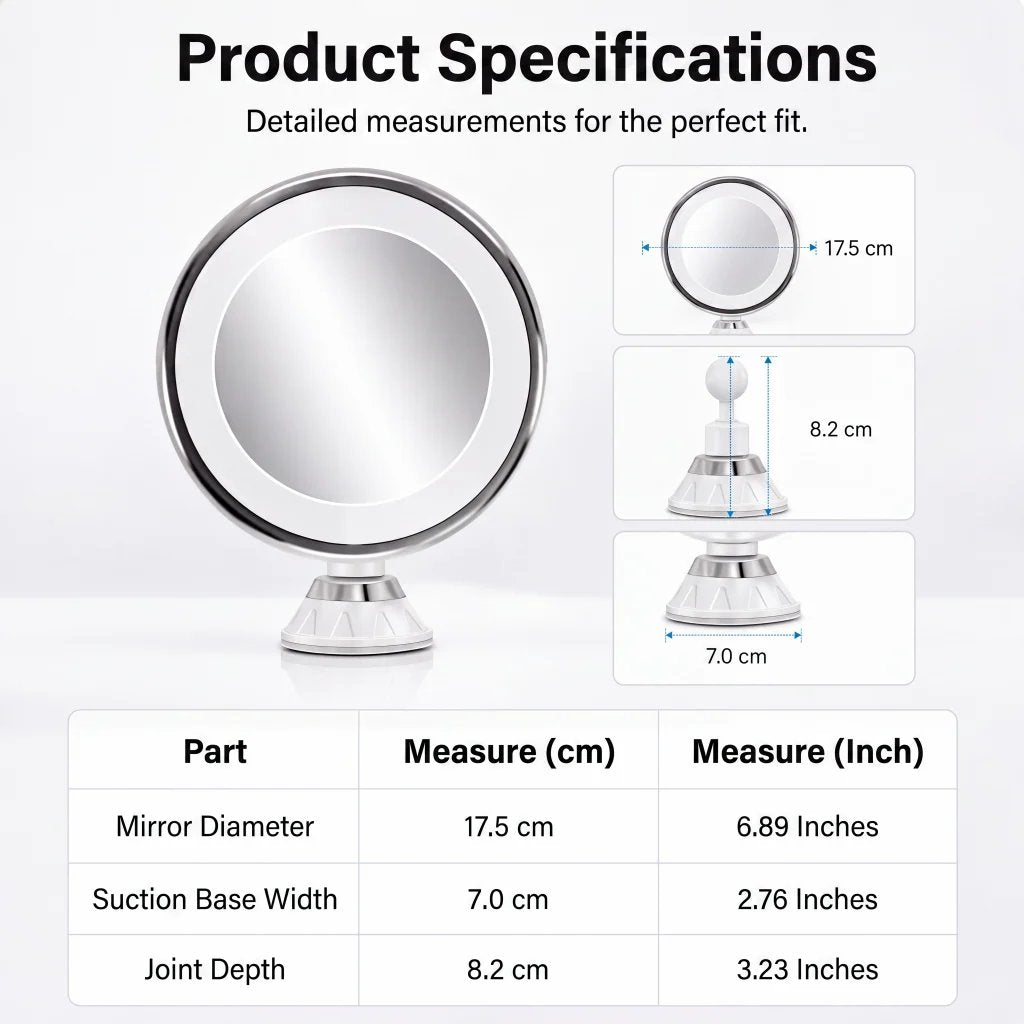 ✨ 10X LED Magnifying Makeup Mirror – Drill-Free Suction & Dual Power 🔍