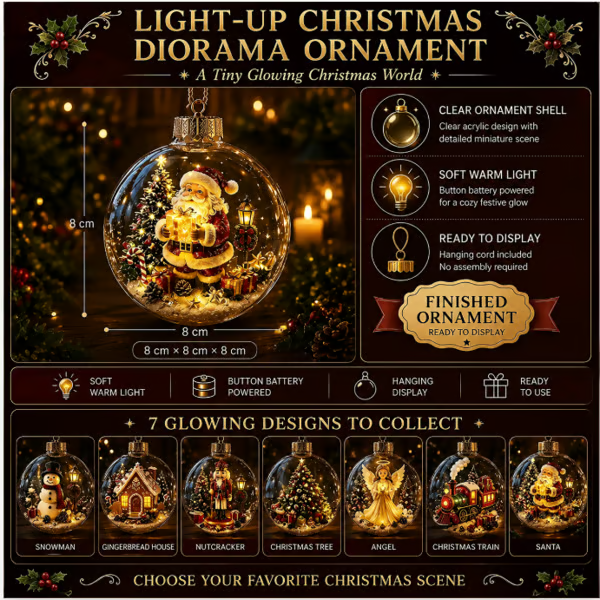 🎁LAST DAY 50% OFF - 🎄Glowing Christmas Diorama Ornament – A Tiny Winter World in Your Hands