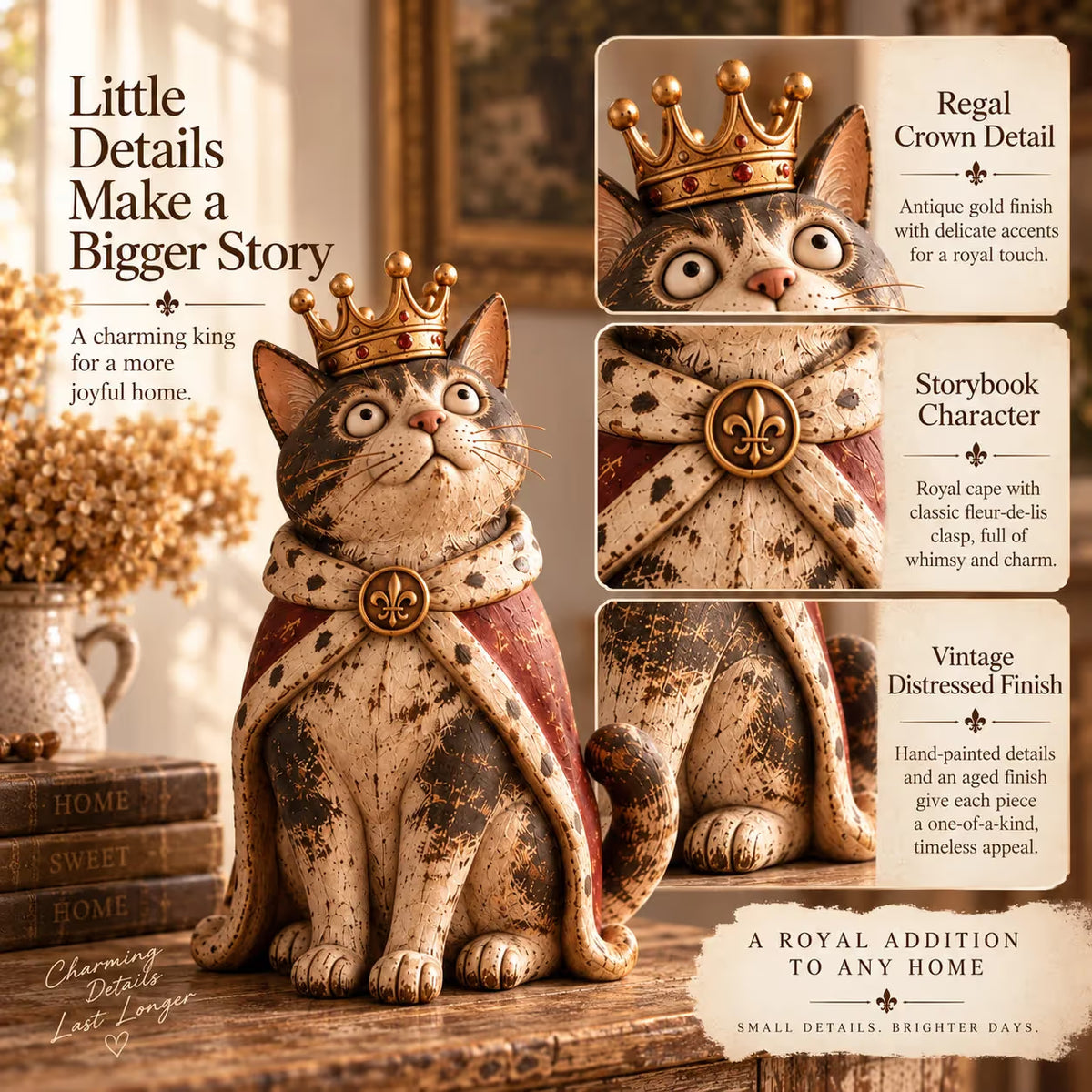 🔥Last Day 50% OFF - 🐈 Medieval Cat Court — Whimsical Vintage Cat Figurines
