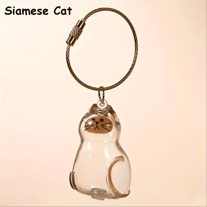 🐈 Calico Cat Memorial Keychain – Keepsake Capsule for Treasured Pet Fur