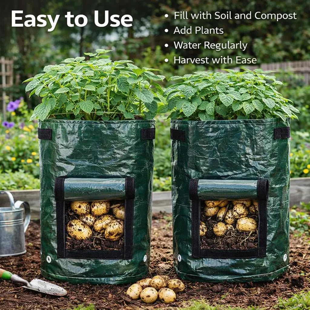 7-Gallon Plant Grow Bags with Easy Harvest Window, 2-Pack 🌱