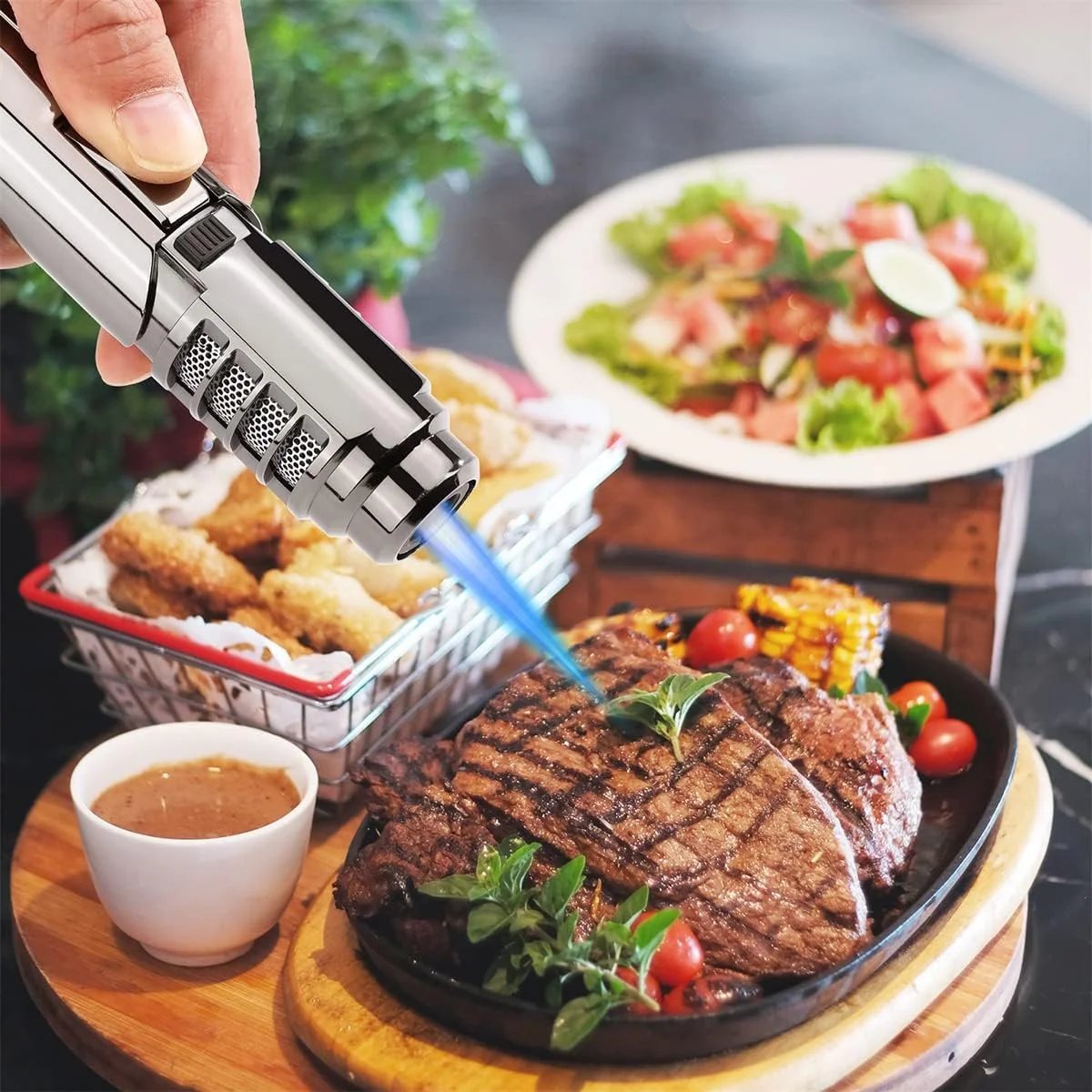💯🔥1800°C Jet Torch Lighter,Butane Refillable Windproof Adjustable Flame Intensity