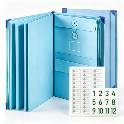 Accordion File Organizer Manila Pocket Document Folder for Passports, Birth Certificates & Important Papers, Office & Home Storage