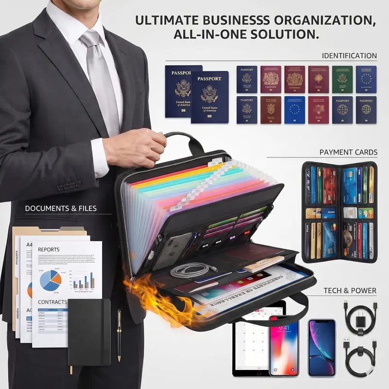 🔥 Heat-Shield A4 Document Case – Spacious Organizer for Files & Valuables