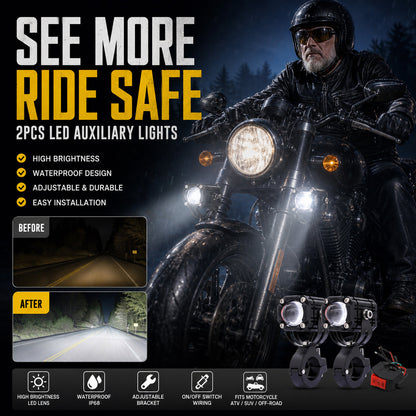 🏍️ 2026 Rider Favorite—40,000+ Sold | Universal Dual-Beam LED Motorcycle Spotlights, All-Weather Waterproof 💡