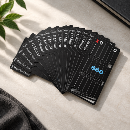 🎸 Master Chords Fast: 15 Guitar Learning Cards for Left and Right-Handed Beginners ✨
