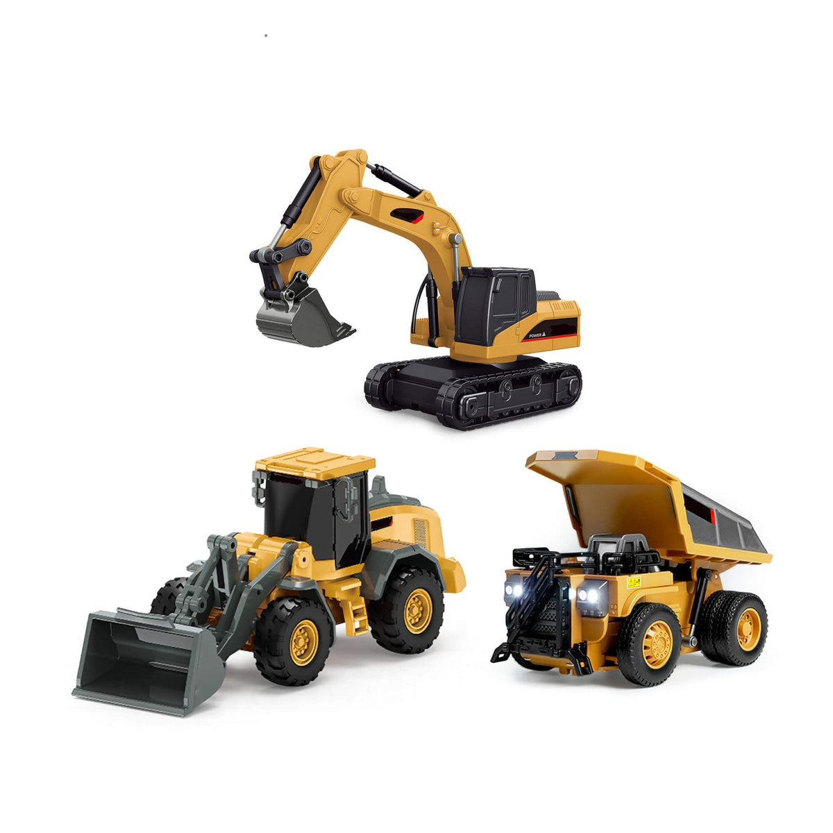 🚜 RC Construction Vehicle Set – Excavator, Dump Truck, Forklift & Bulldozer